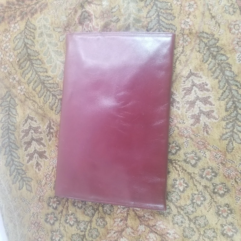 Vtg 70s Etienne Aigner rare oxblood wine leather envelope clutch purse